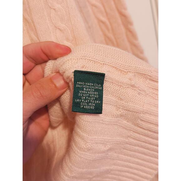 Ralph Lauren Green Label Womens Cashmere Cable-Knit Sweater Large Pink Vintage - Picture 6 of 10